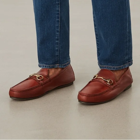 Gucci Menโs Size 7.5 Brown Leather Horsebit Loafers Slip On Dress Shoes Italy - Picture 1 of 9